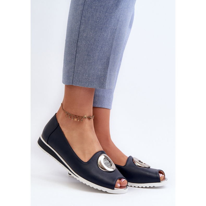 Jezzi Damenpumps mit Öko-Lederverzierung, Marineblau Biolita 2