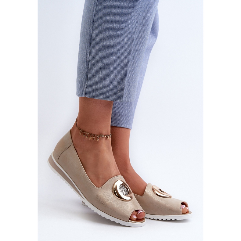 Jezzi Damenpumps mit Öko-Lederverzierung, Gold Biolita golden 2