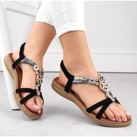 Bequeme flache schwarze Damensandalen Artiker 54C1334 2