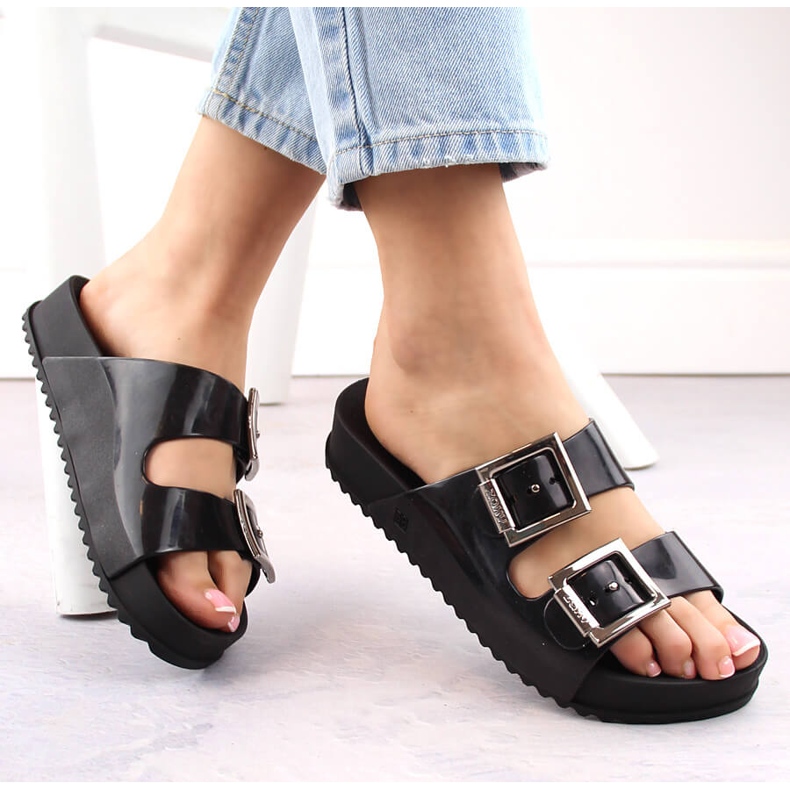 Bequeme Damenhausschuhe, parfümiert, elastisch, Gummi, schwarz, Zaxy HH285157 1