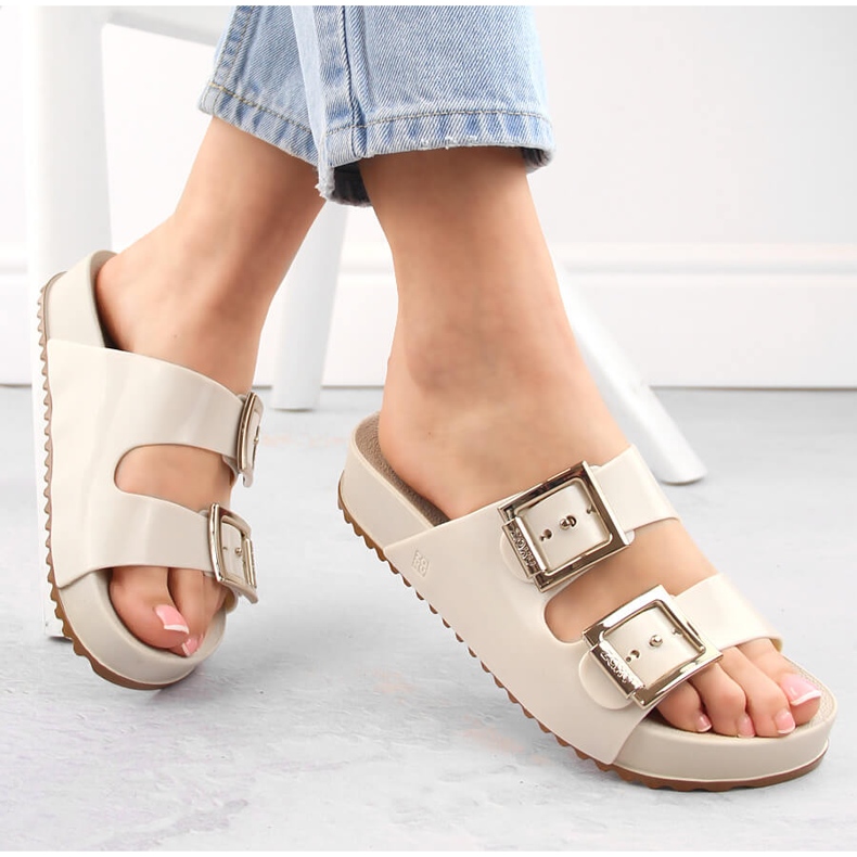 Bequeme Damenhausschuhe, duftend, flexibler Gummi Ekri Zaxy NN285058 beige 1