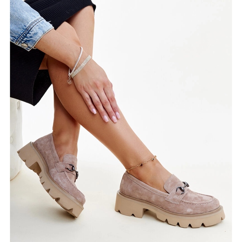 Beige Ledermokassins von Vinceza 1