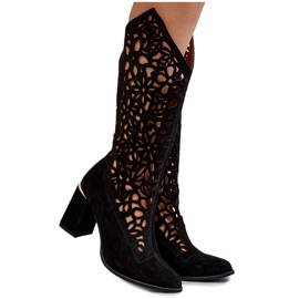 Lewski Shoes Wildleder durchbrochene Stiefel Leewski Schuhe 3234 Schwarz 4