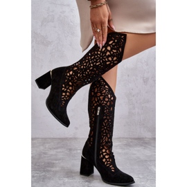 Lewski Shoes Wildleder durchbrochene Stiefel Leewski Schuhe 3234 Schwarz 2