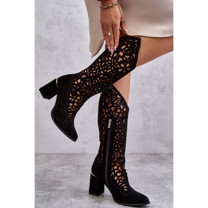 Lewski Shoes Wildleder durchbrochene Stiefel Leewski Schuhe 3234 Schwarz 2