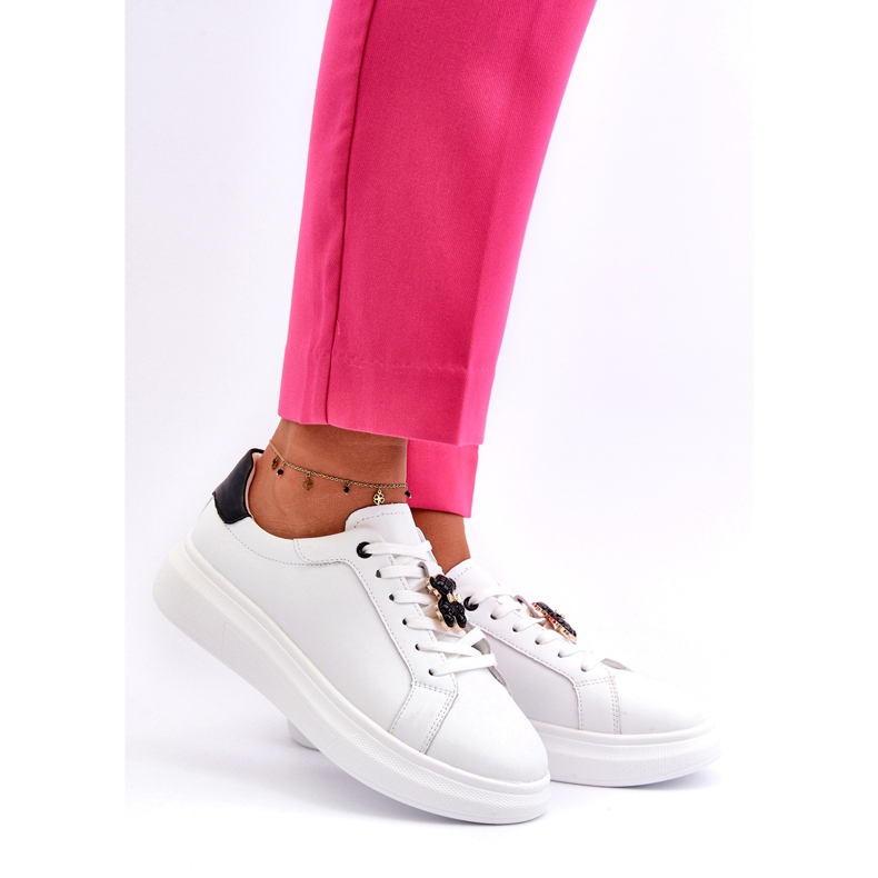 Vinceza Damen-Ledersneaker mit Teddybär, Weiß Mirven 1