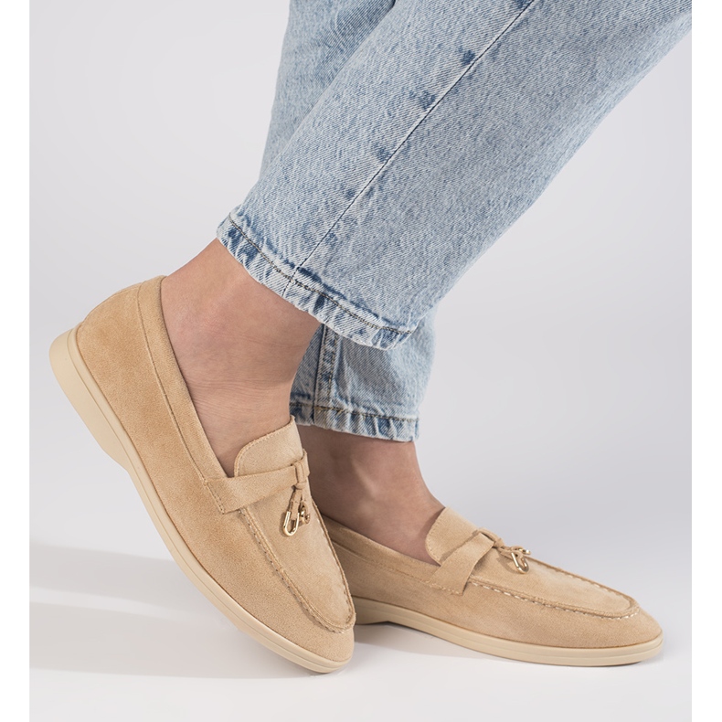 Damen-Mokassins aus beigem Wildleder 2