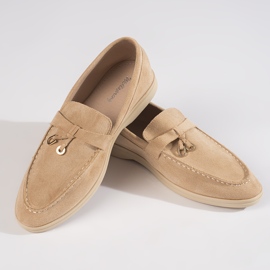 Damen-Mokassins aus beigem Wildleder 1