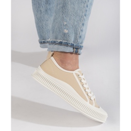 Beigefarbene Plateau-Sneaker für Damen 4
