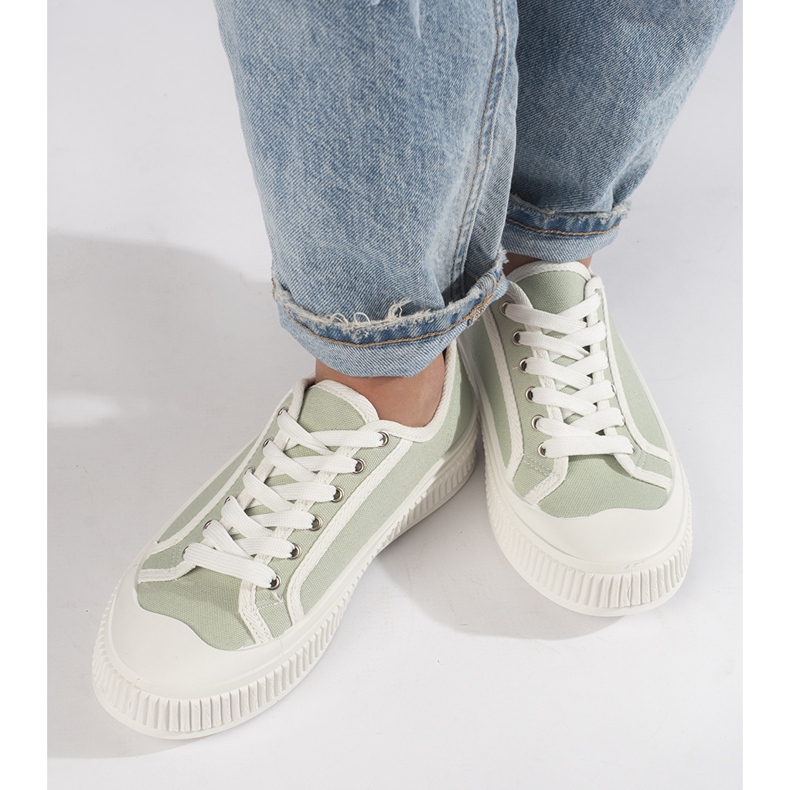 Hellgrüne Plateau-Sneaker für Damen 2