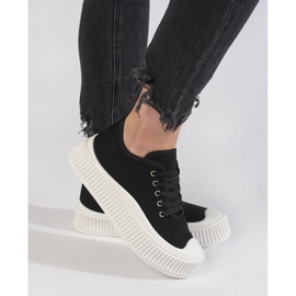 Schnür-Damen-Plateau-Sneaker, schwarz 2