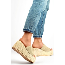 Espadrille-Flip-Flops auf hohem Keilabsatz mit Goldfaden golden 2