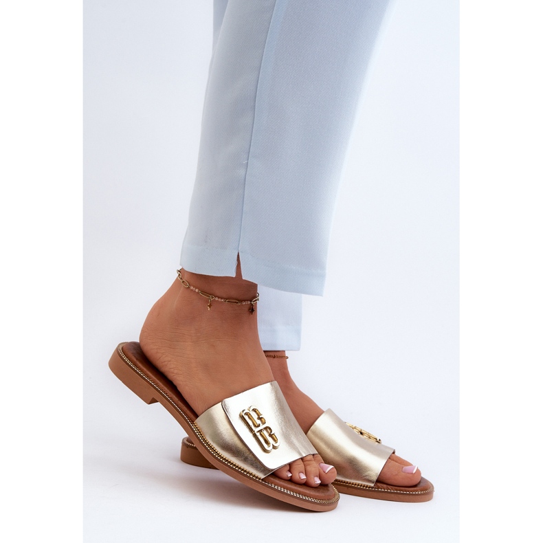 Zazoo 40384 Elegante Damen-Flip-Flops aus Leder, Gold golden 2