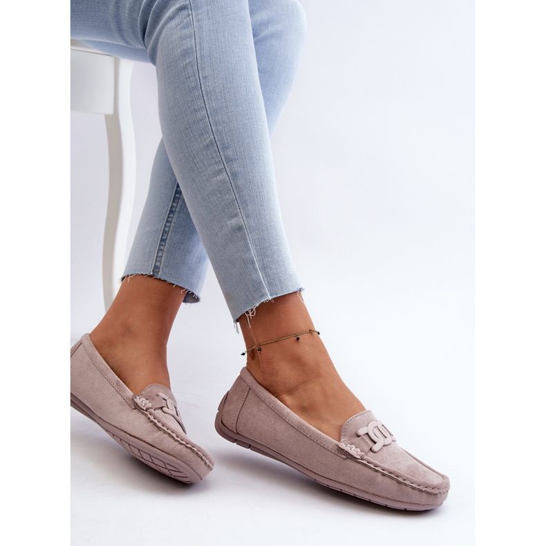 Damen Modische Wildleder Mokassins Lila Rabell 1
