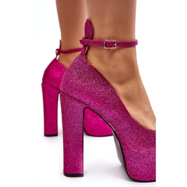 Flyfor Glitzernde Fuchsia-Pumps mit hohem Absatz rosa 4