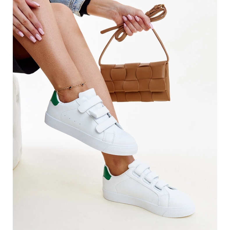 Weiße und grüne Samala-Sneaker mit Klettverschluss 1