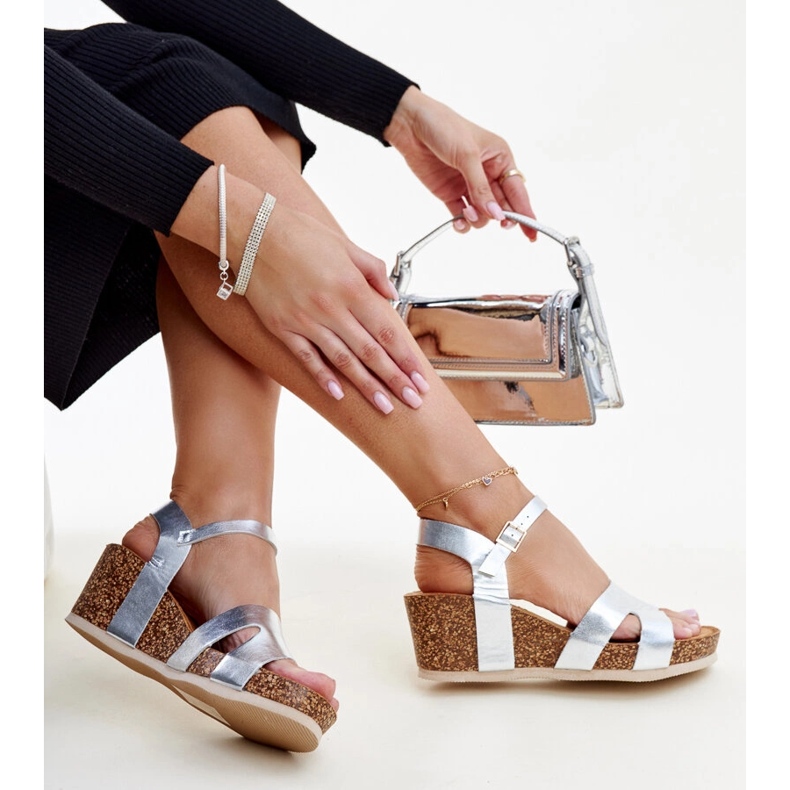 Silberne Gabera-Keilsandalen aus Kork 1