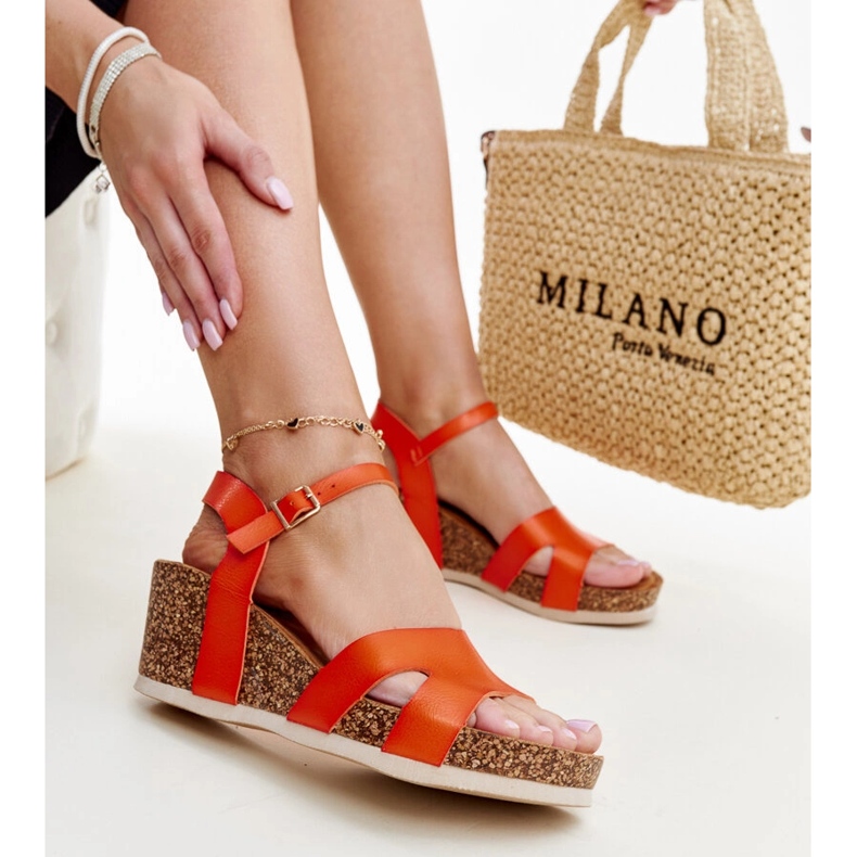 Orange Kork-Keilsandalen von Gabera 1