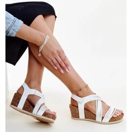 Weiße Kork-Keilsandalen von Salman 1