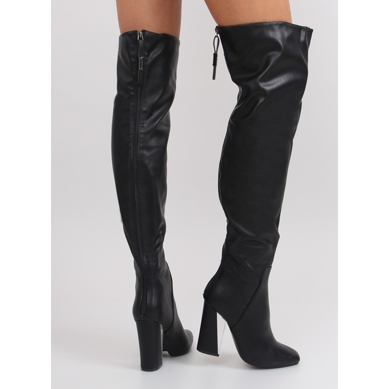 Overknee-Stiefel mit einem außergewöhnlichen schwarzen Absatz C75p schwarz 1