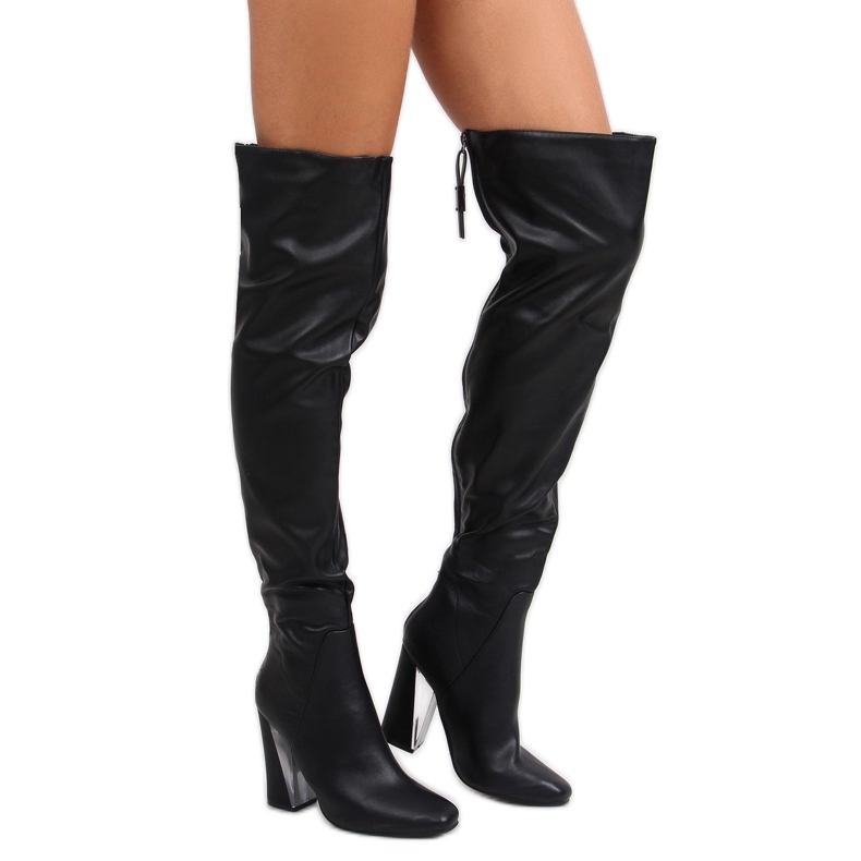 Overknee-Stiefel mit einem außergewöhnlichen schwarzen Absatz C75p schwarz 2