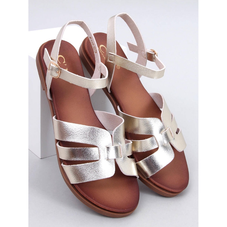 Flache Damensandalen von Manzo Gold golden 1