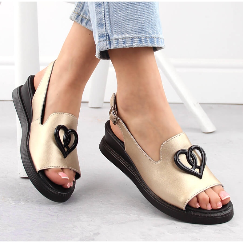 Damen-Keilsandalen aus Leder, Gold Filippo DS6069 golden 1