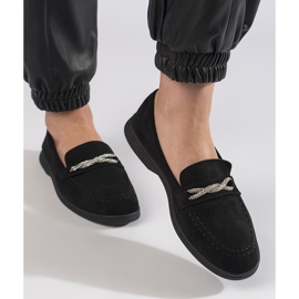 Schwarze Wildleder-Slipper für Damen 1