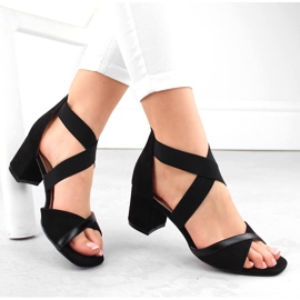 Damen-Sandalen mit hohem Absatz und elastischen Bändern, schwarz Filippo DS6262 1