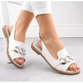 Weiße Filippo DS6232 Damensandalen mit Kette 1