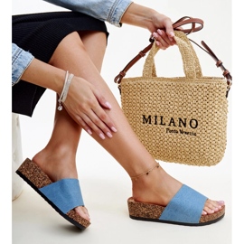 Blaue Naifene-Flip-Flops aus Kork mit Keilabsatz 1