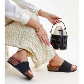 Schwarze Flip-Flops mit Keilabsatz aus Naifene-Kork 1