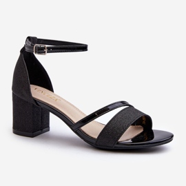 Vinceza Glitzernde Damen-Sandalen mit niedrigem Absatz, Schwarz Ploemis 1