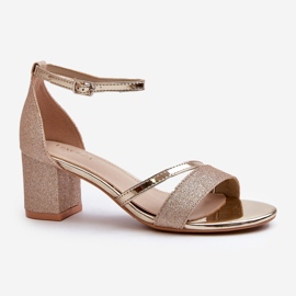 Vinceza Glitzernde Damensandalen mit niedrigem Absatz, Golden Ploemis 2