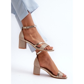 Vinceza Glitzernde Damensandalen mit niedrigem Absatz, Golden Ploemis 1