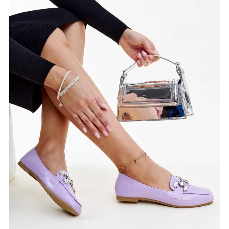 Lila Mokassins mit einer Mali-Schnalle aus Zirkonium violett 1