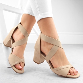 Beige Damen-Sandalen mit hohen Absätzen und Gummibändern Filippo DS6262 1