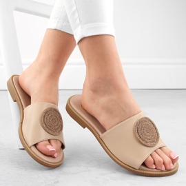 Beige Damenhausschuhe mit Zirkonen Filippo DP6217 1