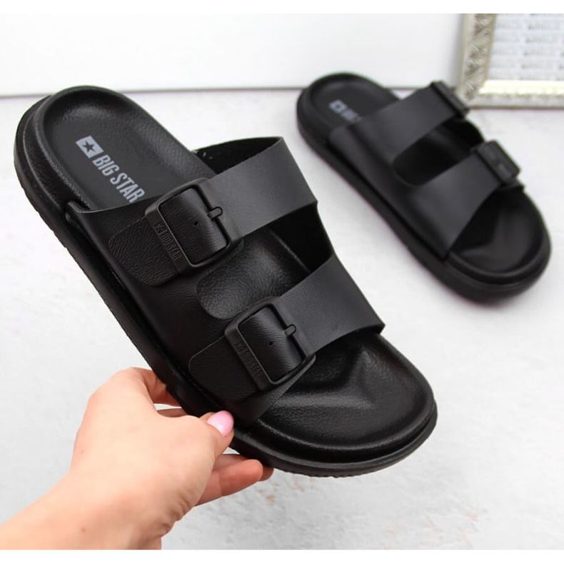 Big Star W INT2004A Schaumstoff-Flip-Flops mit Schnallen, schwarz 1