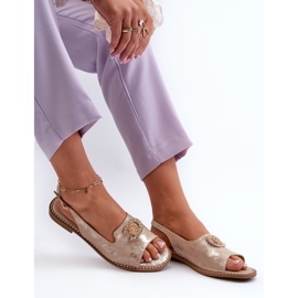 Damensandalen mit Verzierung S.Barski KV27-049 Gold golden 1