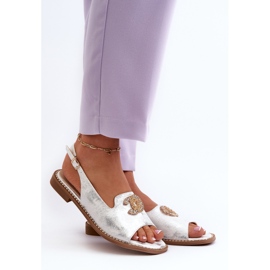 Damensandalen mit Verzierung S.Barski KV27-049 Silber 2