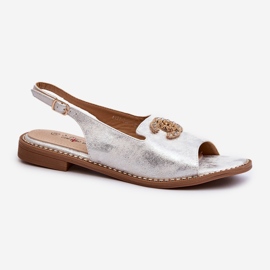 Damensandalen mit Verzierung S.Barski KV27-049 Silber 1