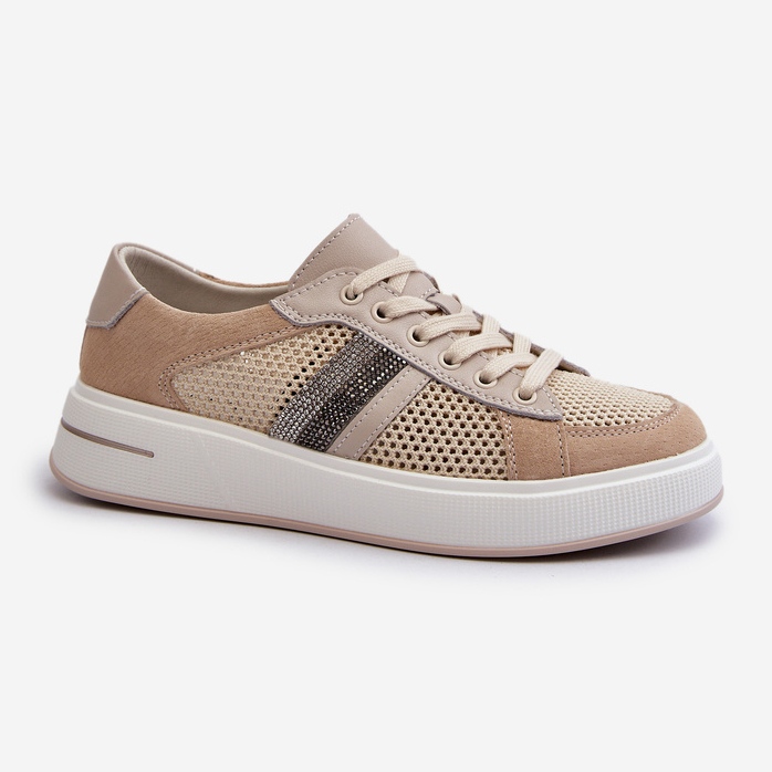 S.Barski D&amp;A Damen-Ledersneaker LR110 Beige 1