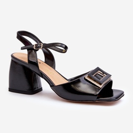 S.Barski Elegante Lackledersandalen mit Verzierung Schwarz D&amp;A MR38-202 2