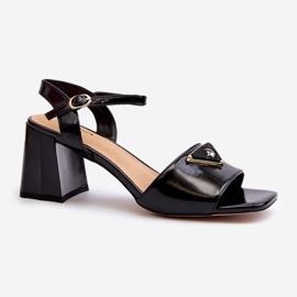 S.Barski Elegante Lackleder-Sandalen mit hohem Absatz in Schwarz D&amp;A MR38-660 1