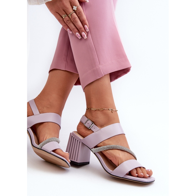 S.Barski Elegante Damensandalen mit hohen Absätzen Lila D&amp;A MR38-549 violett 1