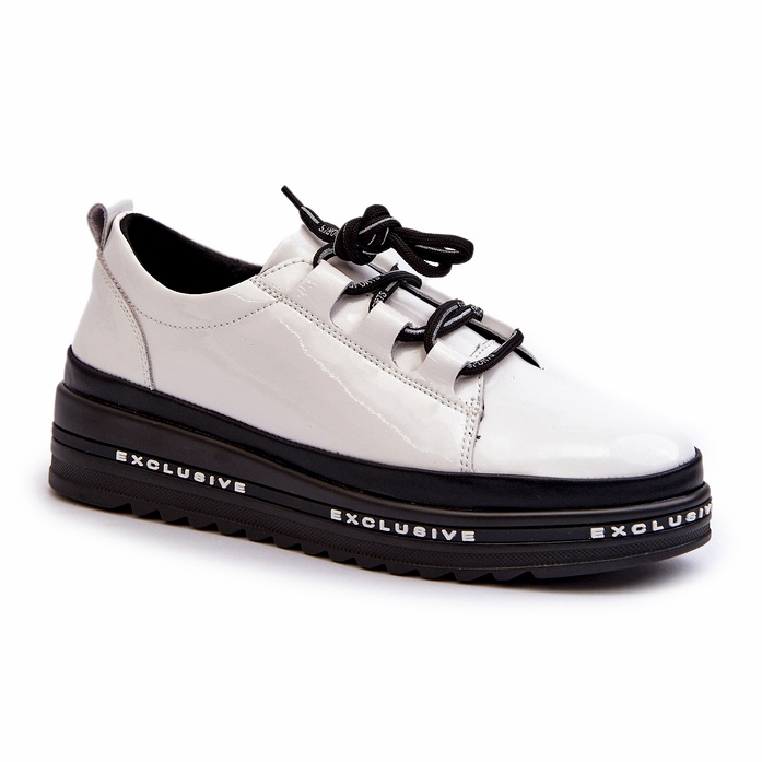 Damen-Sneakers aus Lackleder mit Plateausohle in Weiß S.Barski LR592B 1