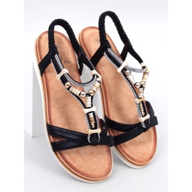 Montier Schwarze Perlensandalen 1