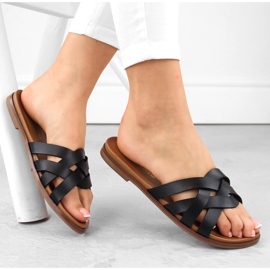 Schwarze römische Damen-Flip-Flops von Sergio Leone SK076H 1