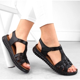 Damen-Ledersandalen mit Klettverschluss, schwarz Artiker 54C0812 1